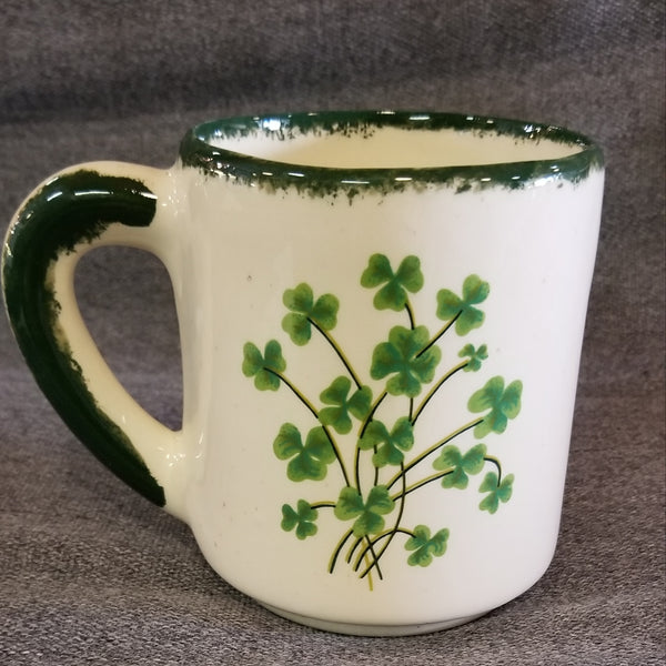 Handle Inside Mug Vintage Irish Comedy Mug Joke Coffee Tea Mug Cup Shamrock  Pattern Beige Green Funny Cup 