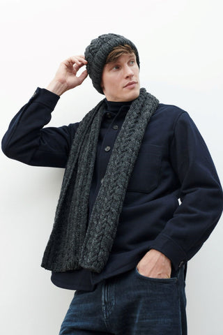 Cable Knit Scarf - Charcoal