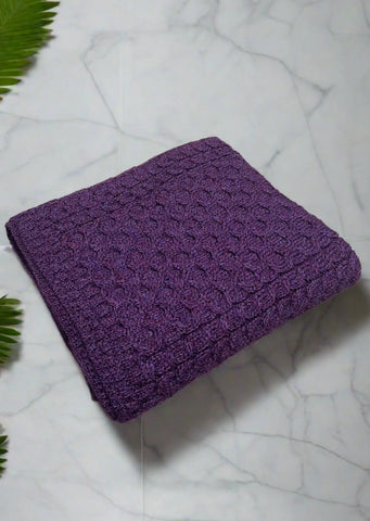 Aran Honeycomb Throw - Purple