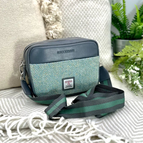 Harris Tweed Camera Bag - Turquoise Herringbone