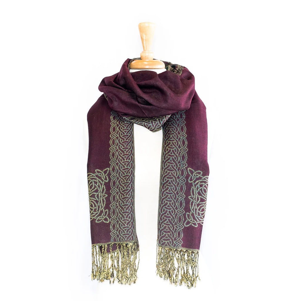 Celtic Knot Scarf - Wine & Teal