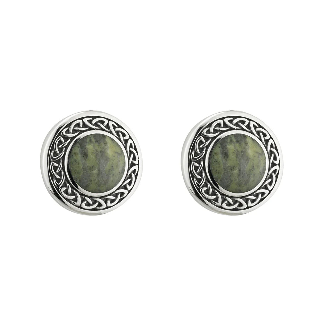 Connemara Marble Round Celtic Stud Earrings