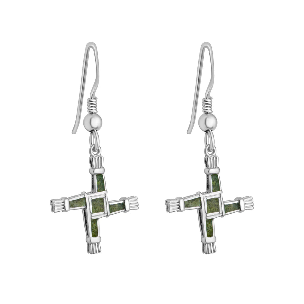 Connemara Marble St Brigid's Cross Earrings