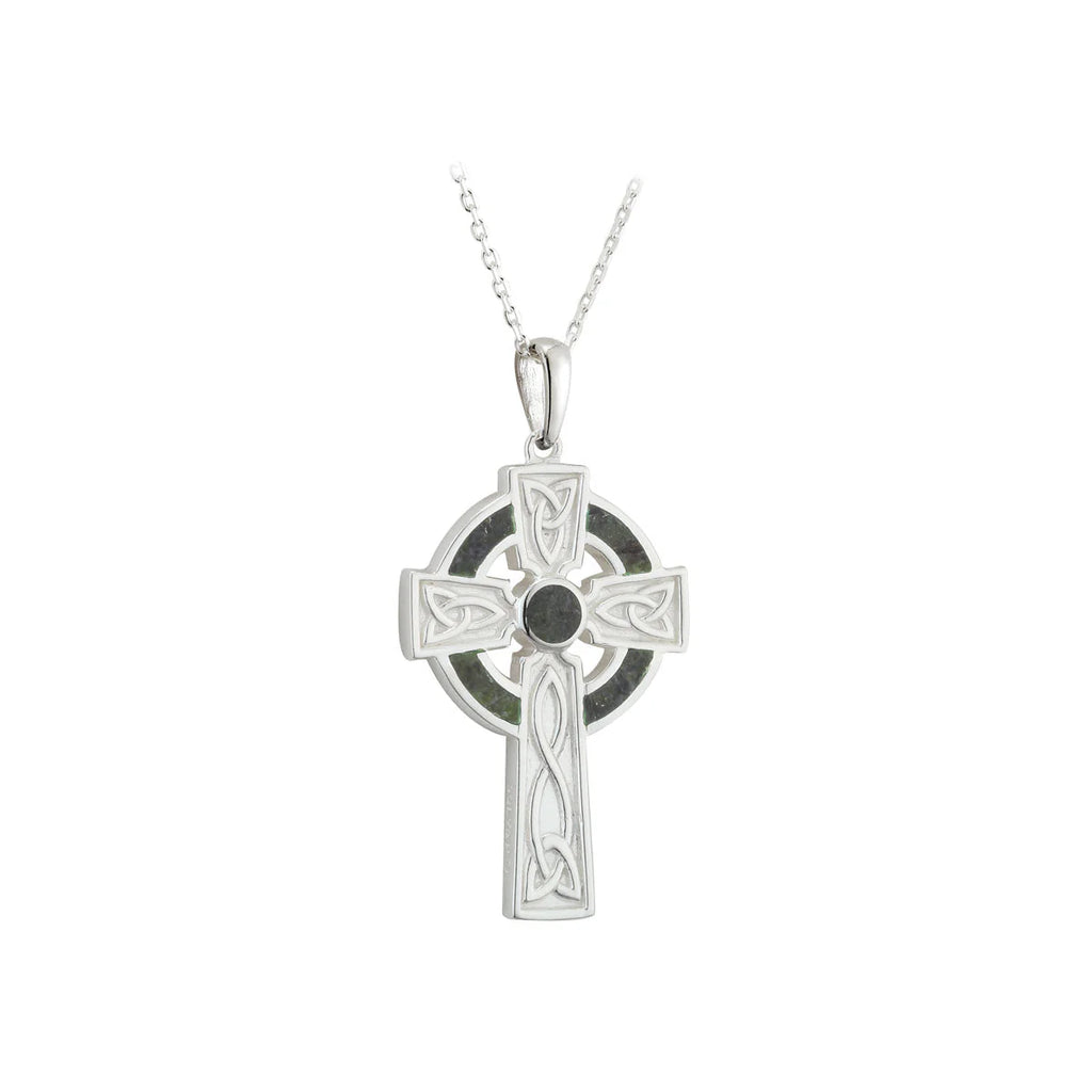 Sterling Silver Connemara Marble Celtic Cross