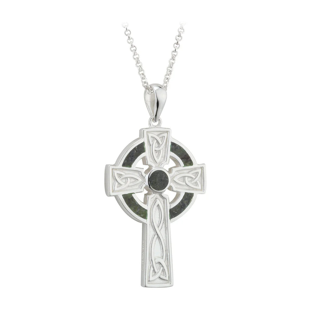 Silver Large Marble Cross Pendant