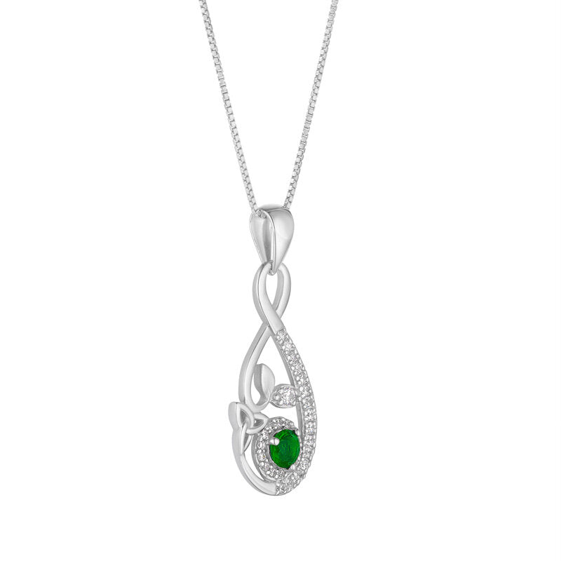 Pave & Green CZ Trinity Knot Pendant