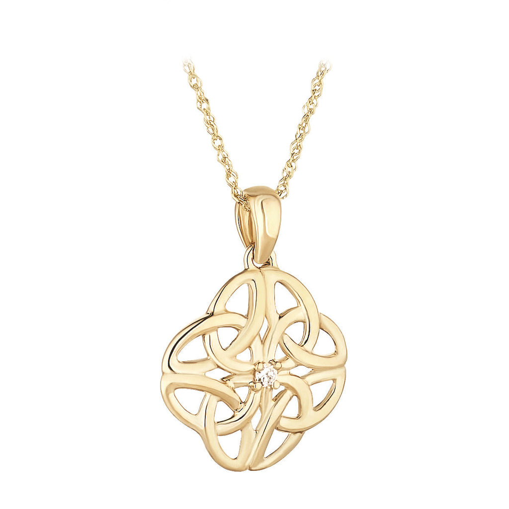 10K Gold Cz Celtic Knot Pendant