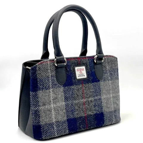 Harris Tweed Top Handle Bag - Blue Check