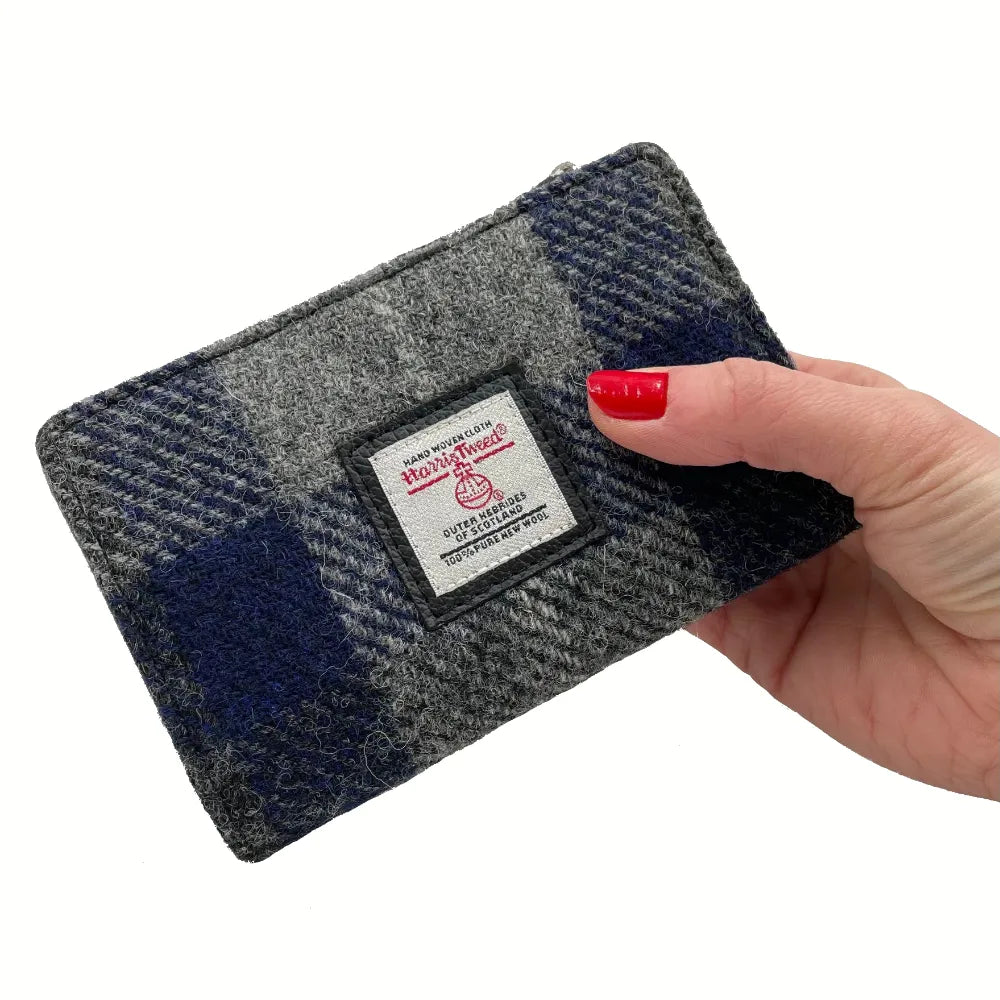 Harris Tweed Zip Purse - Blue Check