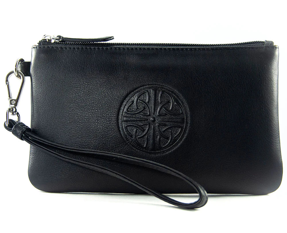 Leather Celtic Knot Wristlet - Black