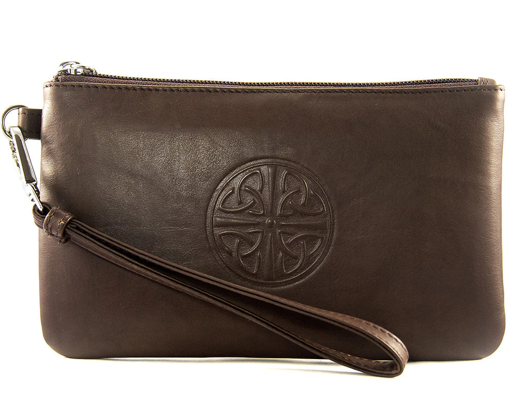 Leather Celtic Knot Wristlet - Brown