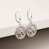 Silver & 10K Gold Trinity Knot Drop Earring with Emerald