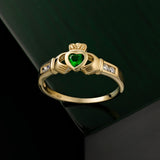 Claddagh Emerald Ring - 10K