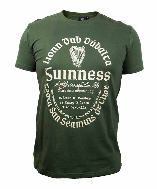 Guinness Gaelic Label Tee - Khaki Green