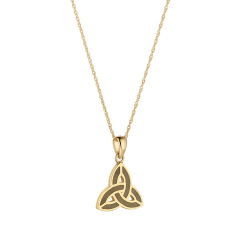 10k Gold Connemara Marble Trinity Knot Pendant