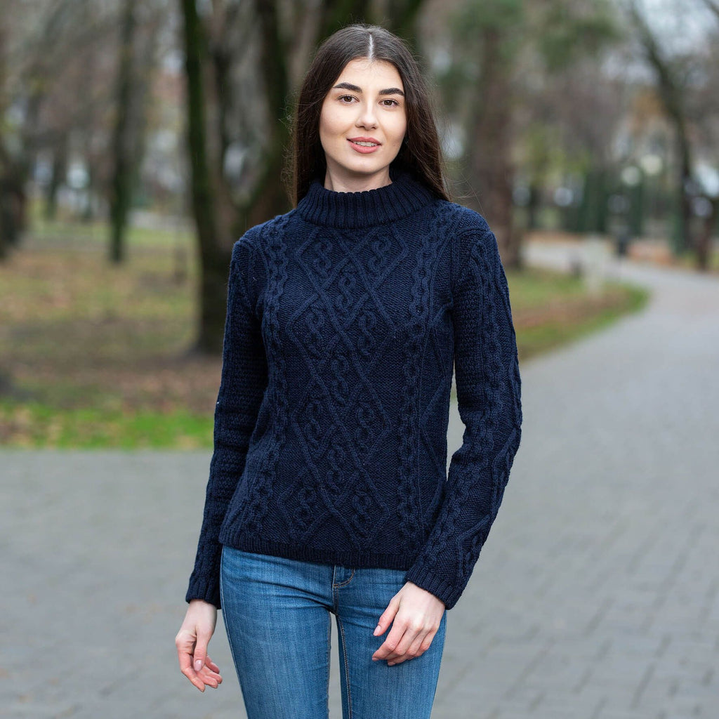 Ladies Aran Cable Knit Sweater